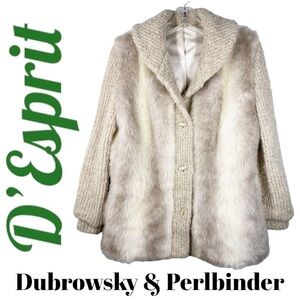 D’ESPRIT By DUBROWSKY & PERLBINDER 70s Vintage Fur Knit Wool Coat, Size 8